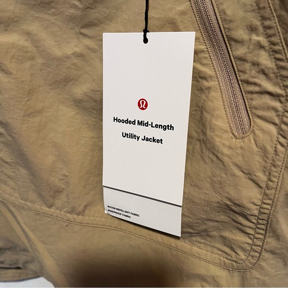 Lululemon Hooded Mid-Length Utility Jacket large Trench water repellent trnh - Picture 3 of 8
